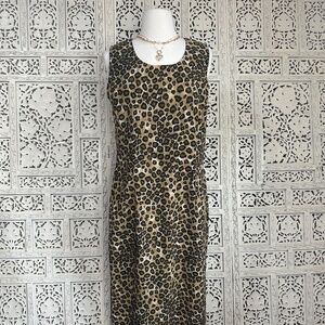 Vintage Boho Retro Cheetah Print Midi Maxi Dress Sz‎ Medium